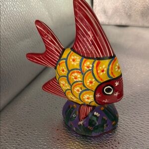 Colorful Hand-Painted Mexican possibly Talavera Fish Figurine